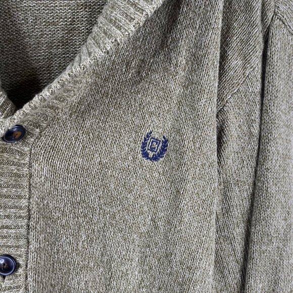 Chaps Cardigan Sweater Men's Green Sz XXL Shawl Collar Crest Grandpa Oversized - Picture 4 of 7